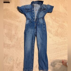 Denim Jumpsuit Romper - Classic Blue